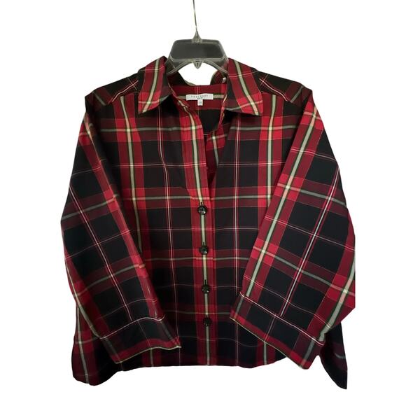 Foxcroft Wrinkle Free Size 22W Shaped Gingham plaid button up Women's Shirt Gold - Picture 3 of 15